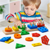 Wooden Sets of Column Blocks Geometric