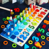 Montessori Six in One Educational Wooden Puzzle Board