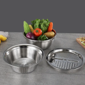 Stainless Steel Basin with Grater Drain Basket