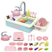 Magic Kitchen Dishwasher Set, 21 Pieces, Pink