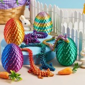4 Pcs 3D Printed Dragon Eggs with Dragon