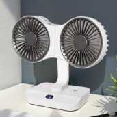 Rechargeable Double Head Auto Rotation Desktop Fan